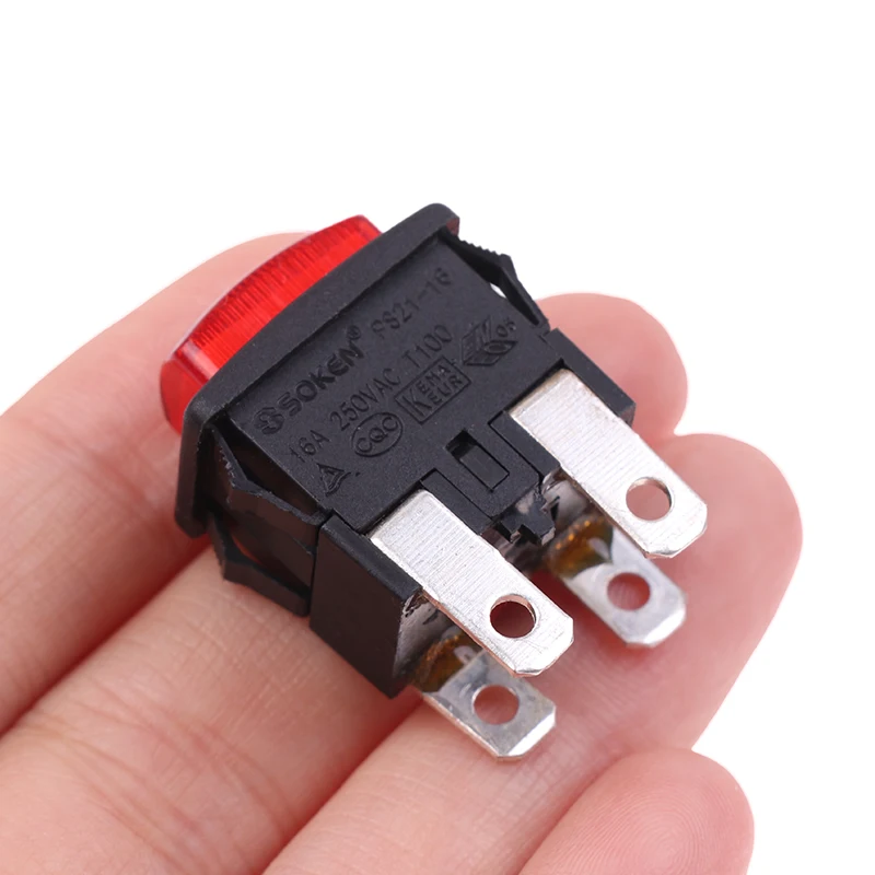 Red 4Pins 16A Self-Lock On Off Push Button Rocker Switch PS21-16 With Light Heater Electrical Touch Switch For Vacuum Cleaner