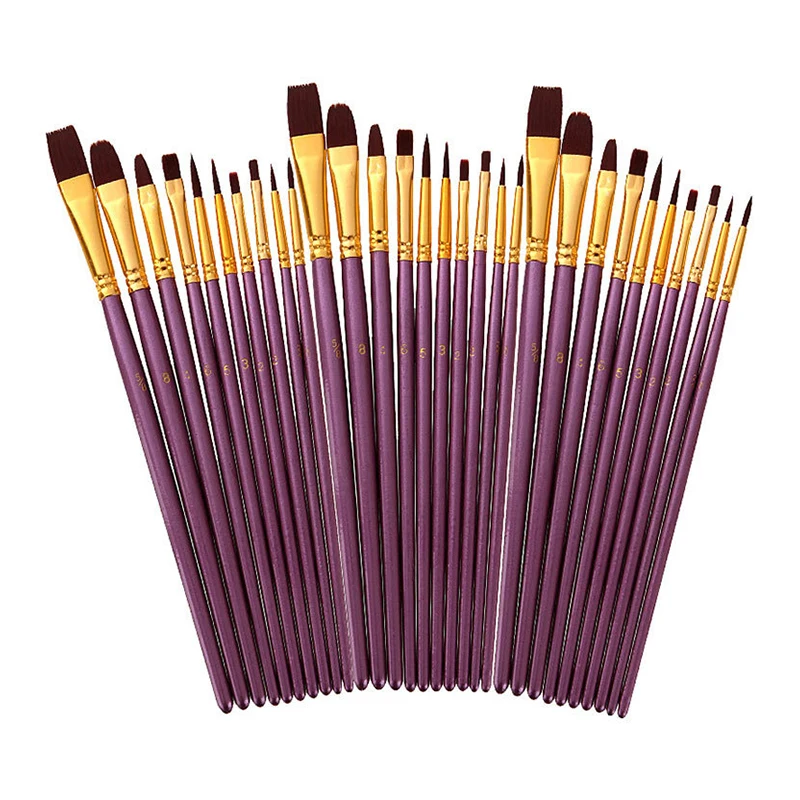 10 pz/set Nylon pennello per pittura per capelli pittura con i numeri pennelli per attrezzi pennelli per guazzo ad acquerello punta rotonda di forma diversa