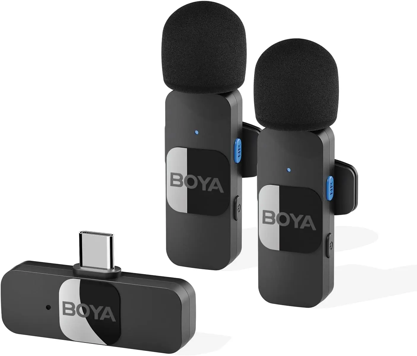 

Wireless Lavalier Mic for iPhone 15 & Android USB-C Smartphone Tablet, Noise-Canceling Clip-On Mic for YouTube Podcast Video