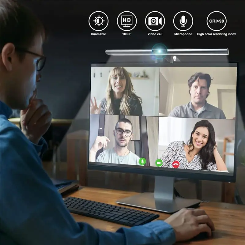 

SWXF Computer Monitor Light Bar Touch Screen Computer Lamp Eyes Protection PC Computer Monitor Light Bar with 1080P Webcam