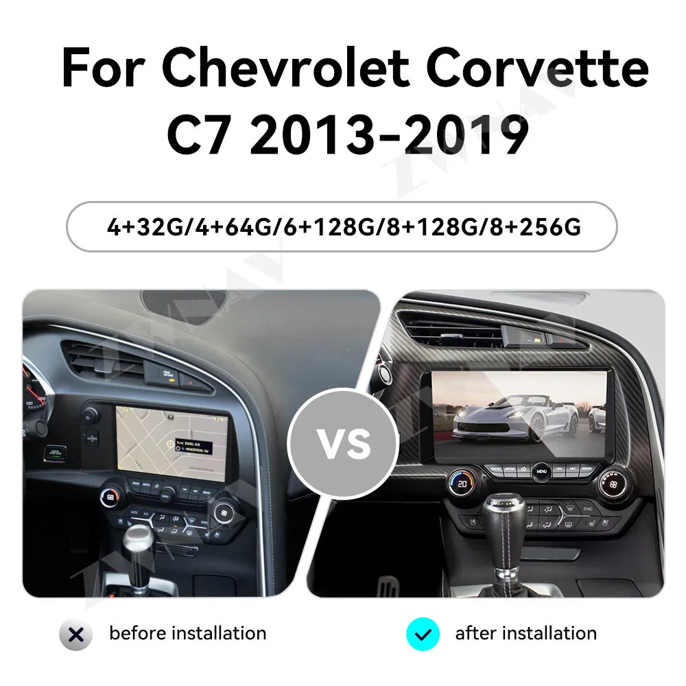 CarPlay 12.3 Inch Screen For Chevrolet Corvette C7 2013-2019 Car Radio GPS Navigation Automotive Multimedia Android 14 Head Unit
