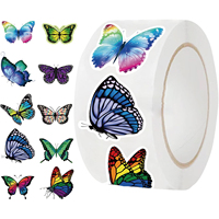 500Pcs Butterfly Stickers for Kids 1 Inch Reward Stickers in 10 Patterns,Cartoon Decal Rolls Self Adhesive Seals for Kids Girls