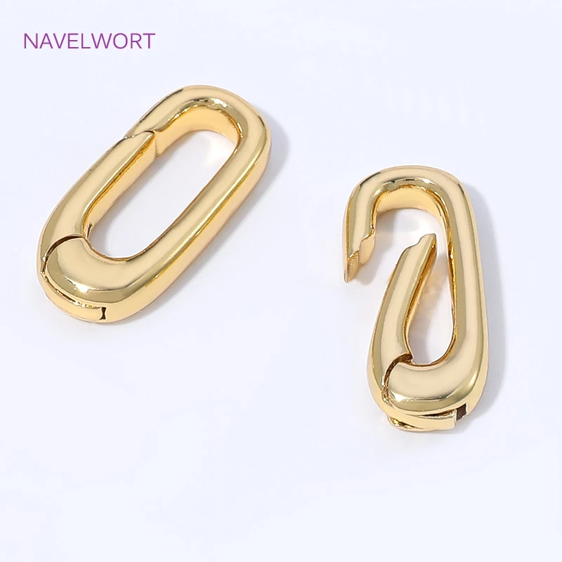 18K Gold Plated Oval Spring Clasp Connector,Brass Carabiner Clasp For Jewelry Finding,DIY Handmade Bracelet Necklace Accessories