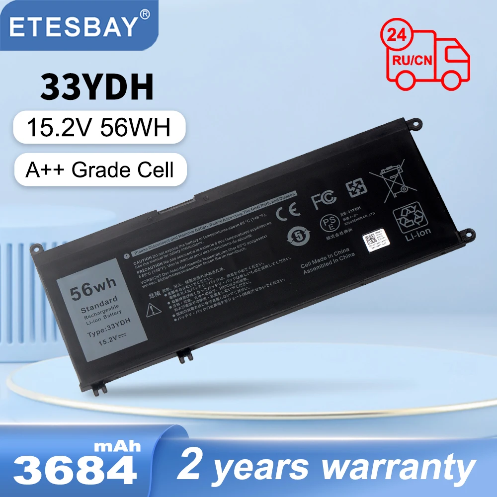 

ETESBAY 33YDH PVHT1 99NF2 81PF3 Laptop Battery For Dell Inspiron 15 7577 17 7773 7778 7779 7786 13 3380 14 3490 15 3580 15 3590