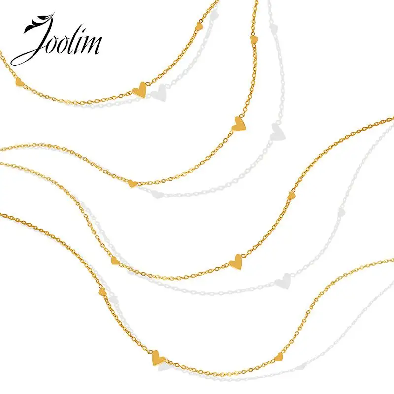 Joolim Jewelry PVD Tarnish Free Minimalist Delicate Versatile Love Wafer Heart Pendant Stainless Steel Necklace Trend for Women