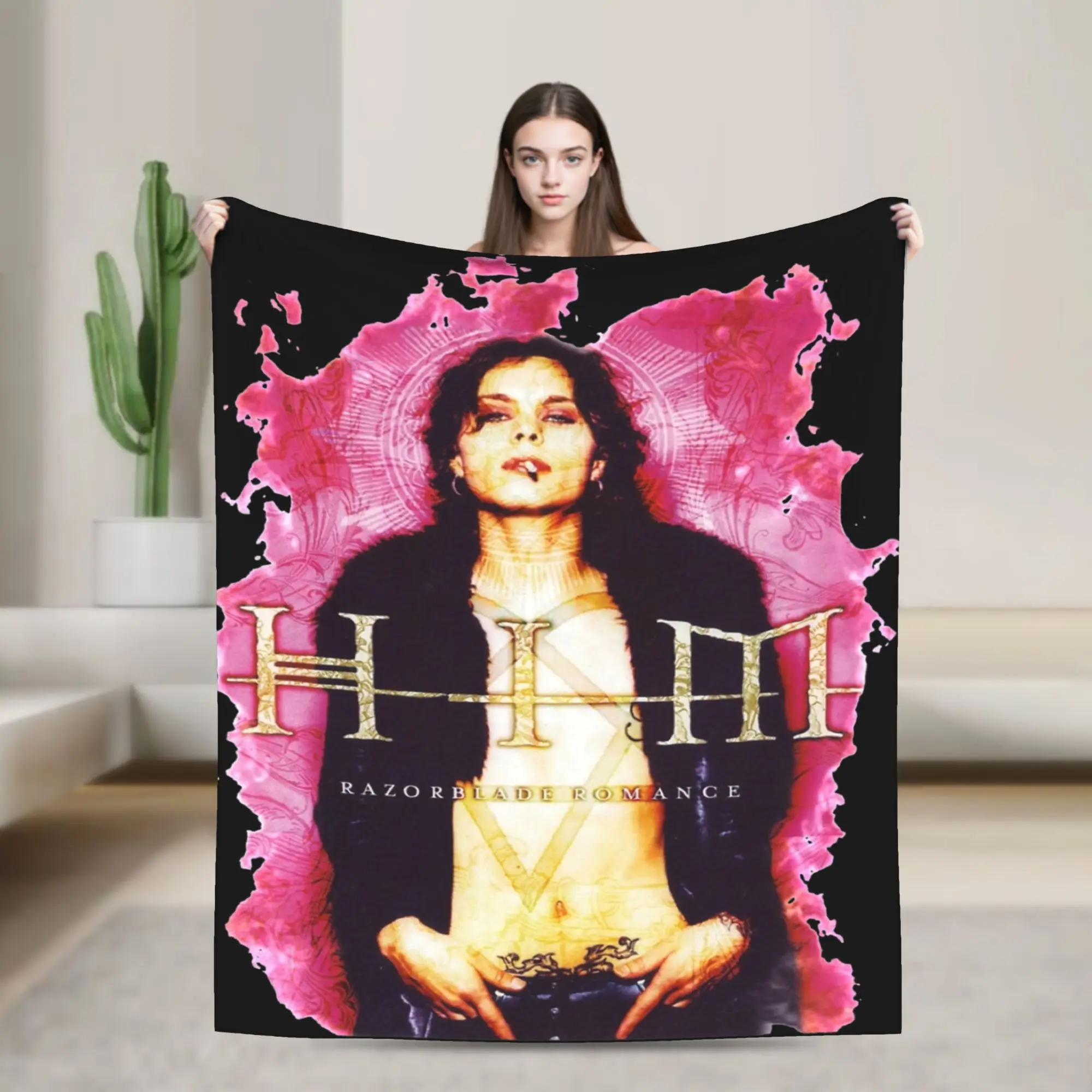 

Him Band Blankets Ville Valo Finnish Singer Airplane Travel Flannel Throw Blanket For Bedroom Super Warm Quality Bedspread Gift