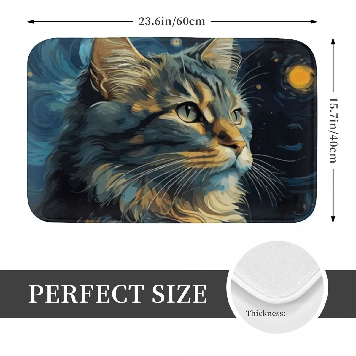 American Curl Cat In Starry Night Doormat Anti-skid Super Absorbent Bath Mats Home Entrance Rugs Kitchen Bedroom Carpet Footpad