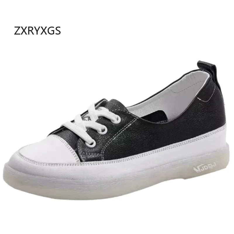 

ZXRYXGS Top Cowhide Women Real Leather Sneakers Shallow Mouth Inside Height Increasing Shoes Wedges Sneakers Casual Shoes 2025