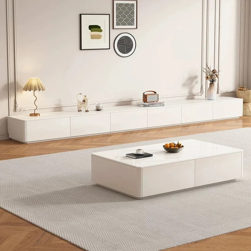 Solid Wood TV Stand Sintered Stone Panel Console Modern Minimalist Storage Cabinet for Living Room & Home furniture