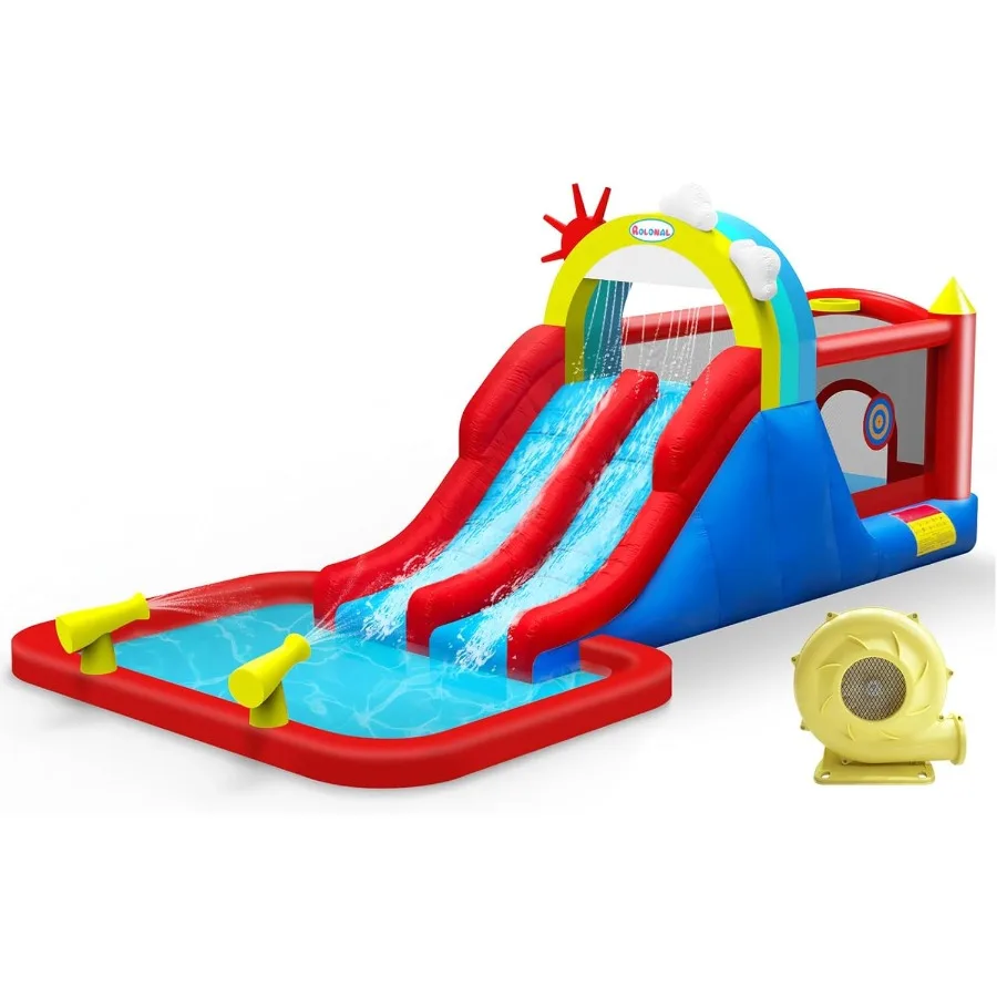 

Надувной шезлонг Bounce House с воздуходувкой для детей 310 лет. Универсальный прыгающий замок на открытом воздухе и в помещении с длинным ва.