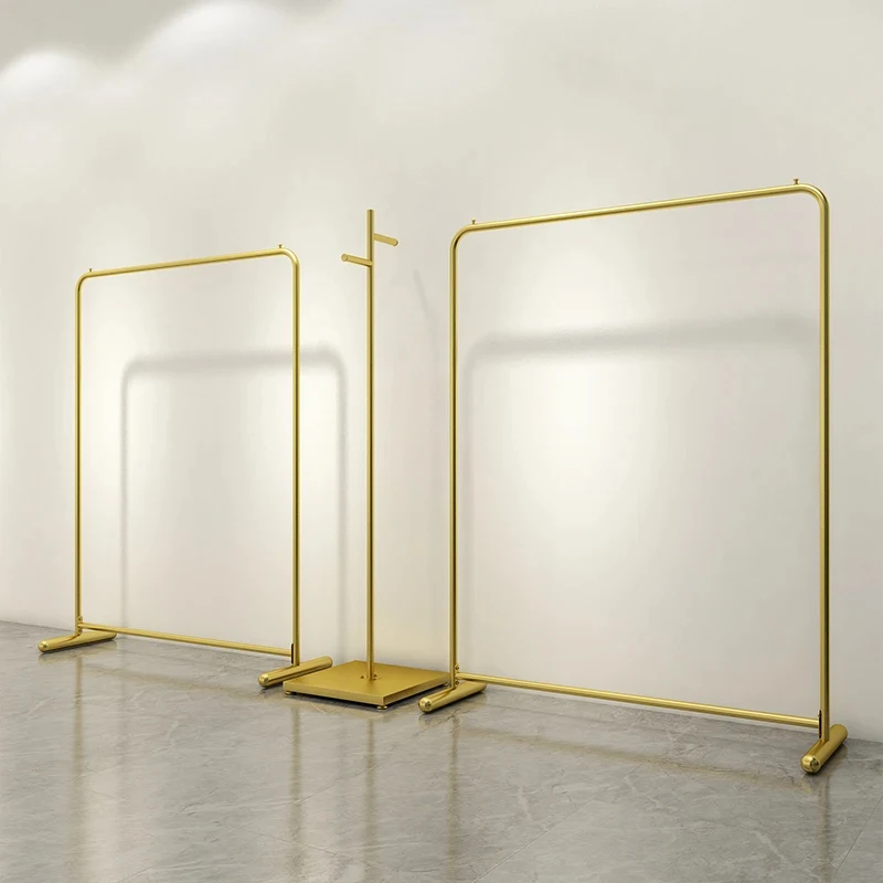 custom.Minimalist gold Modern Metal Thick Tube Rust-Proof Adjustable Height Hanging Rack Women's and Children's Clothing Flo
