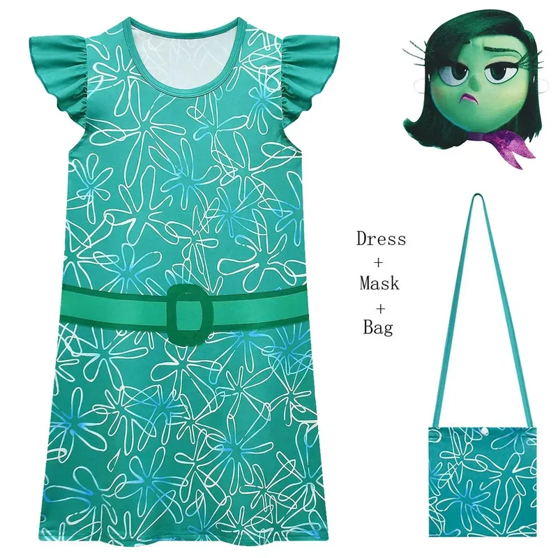 فستان الأميرة wiwiwi 123Inside Out للفتيات الصغيرات Joy Disgust التأثيري للأطفال لحفلات أعياد الميلاد وأعياد الميلاد وأكمام صيفية Feifei Su