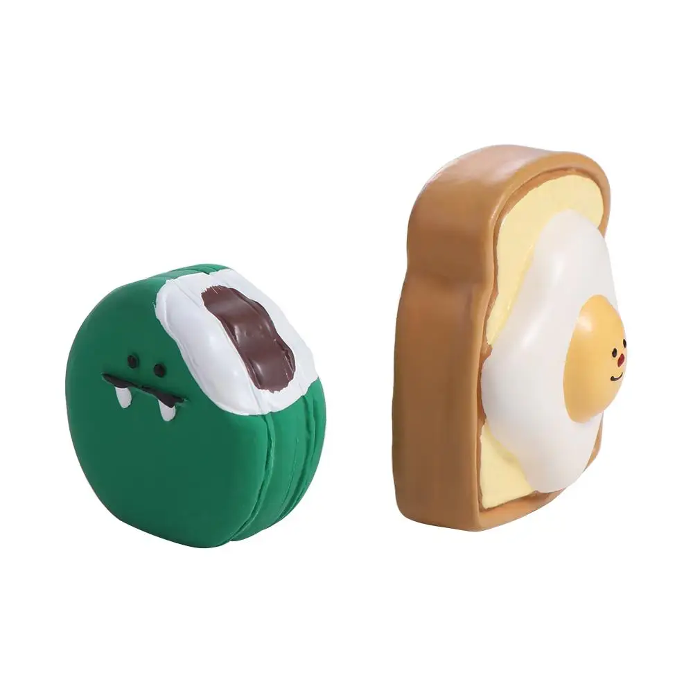 Cute Cartoon Dog Latex Toy Egg Bread Shape Anti Squeeze Dog Squeaky Toy Bite Resistant Dog Molars Toy Relieve Boredom