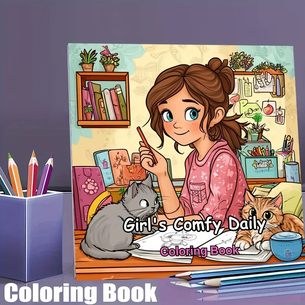 

Girls Daily Life Coloring Book for Adult | 28 Pages Colouring Book, Drawing Supplies for Christmas, Thanksgiving