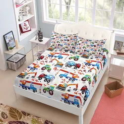 Construction Factory Children Fitted Sheet Set King Queen Double Full Size Bed Linen Set