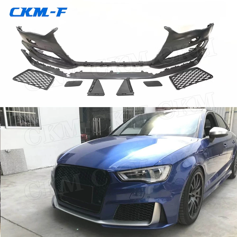 Front diffuser spoiler PP Material Wide Body Kit for Audi A3 S3 RS3 Style 2014-2016