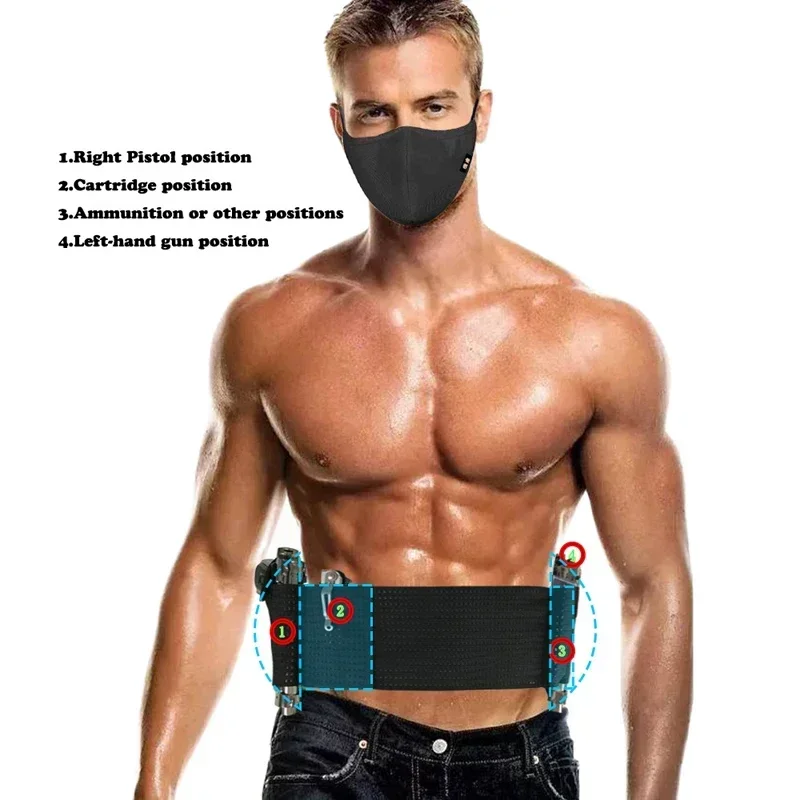 Universal Tactical Concealed Adjustable Belly Band Waist Pistol Left Right Hand Gun Holster Case for Glock USP And Most Pistol