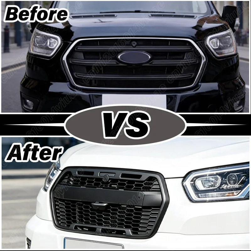 For Ford European Version Transit MK8 2019 2020 2021 2022 2023 2024 2025 Front Racing Grille Air Intake Radiator Grill Car Kit