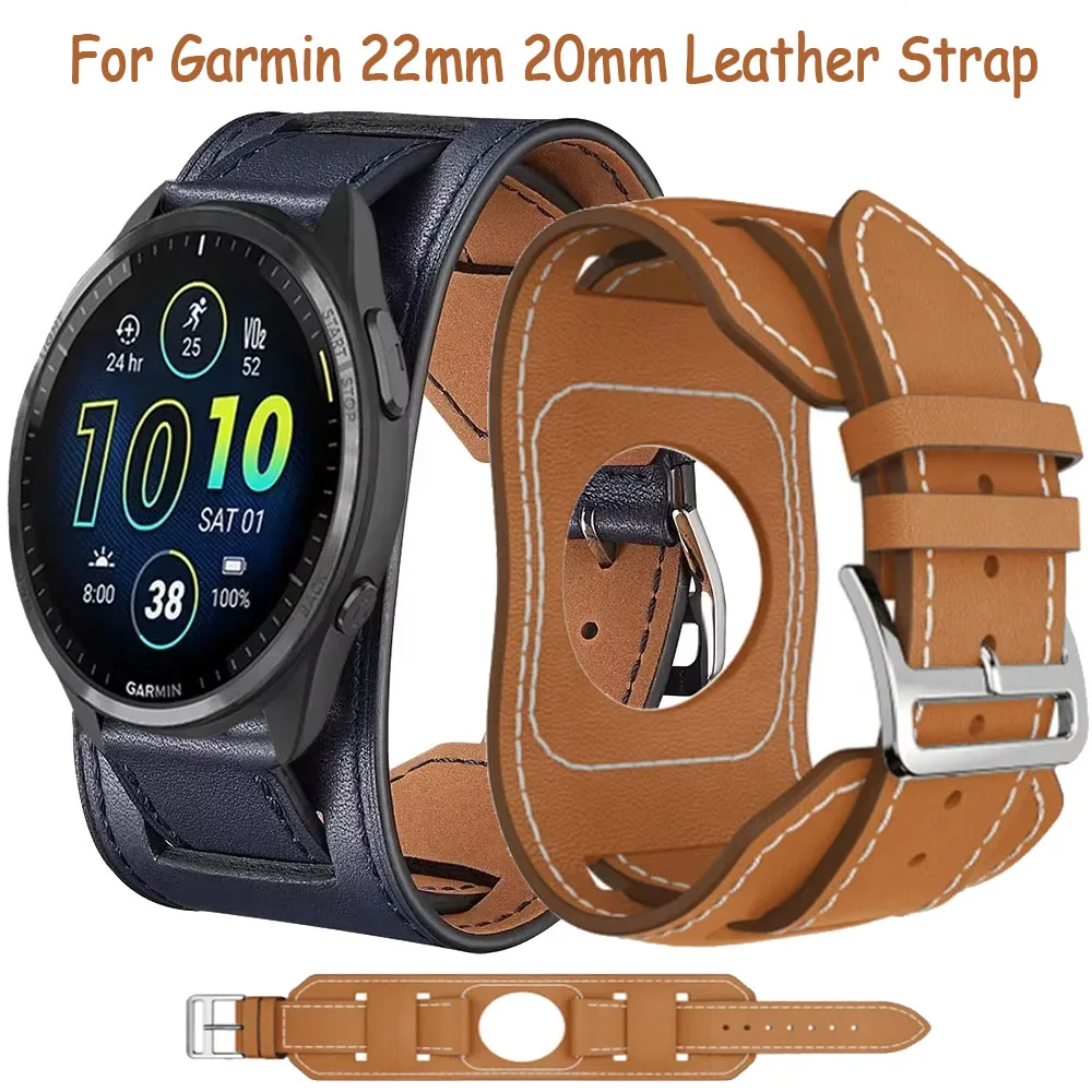 22/20mm Premium Leather Strap Garmin Forerunner 265 165 55 965 970 570 Bracelet Correa Garmin Venu 3 Active 6 5 Move Trend Band