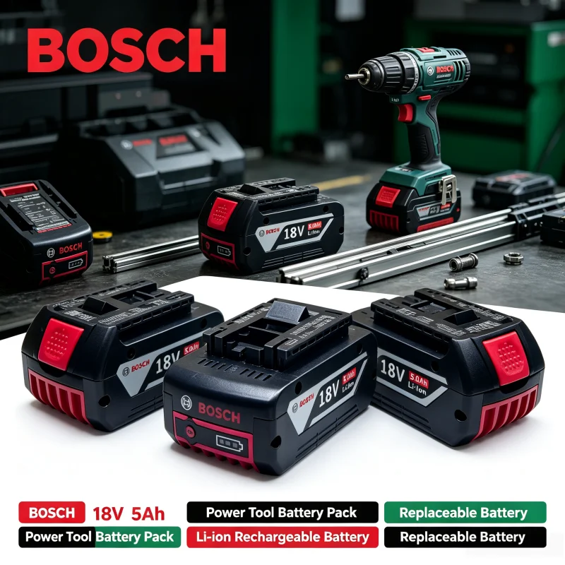 Bosch 18V 5.0Ah 6.0Ah Li-ion Battery, BAT609 BAT609G BAT618 BAT618G Rechargeable Pack for Bosch Cordless Drill Power Tools