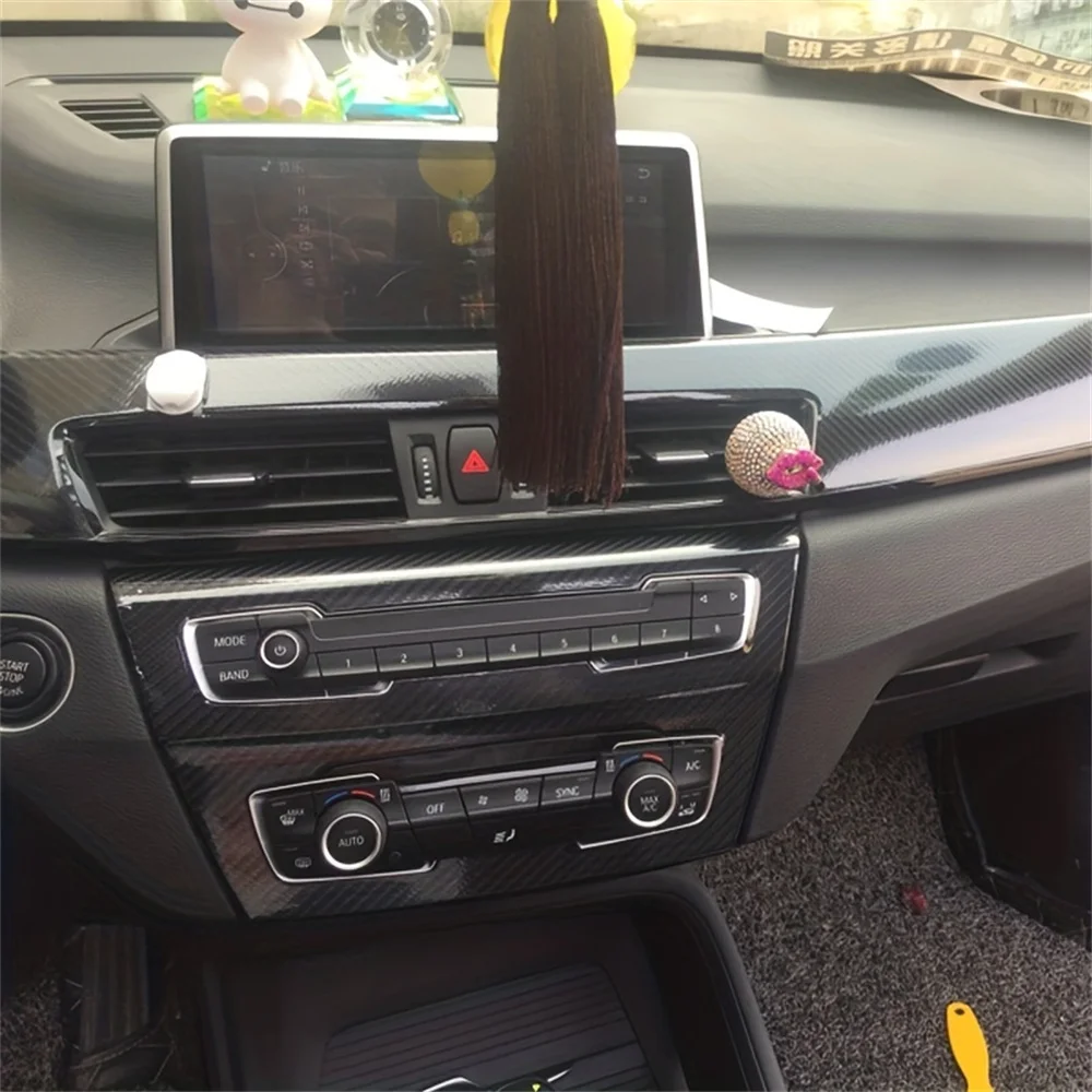 Carbon Fiber For BMW X1 X2 F48 F39 2016-2021 Car Film Interior Stickers Center Console Gear Dashboard Air Door Handle Lift Panel