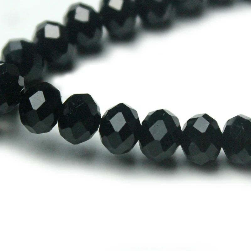 Black Crystal Cut Glass Round Beads Cristal Faceted Transparent Strand Beads Handmade DIY Components For Bracelet Necklace