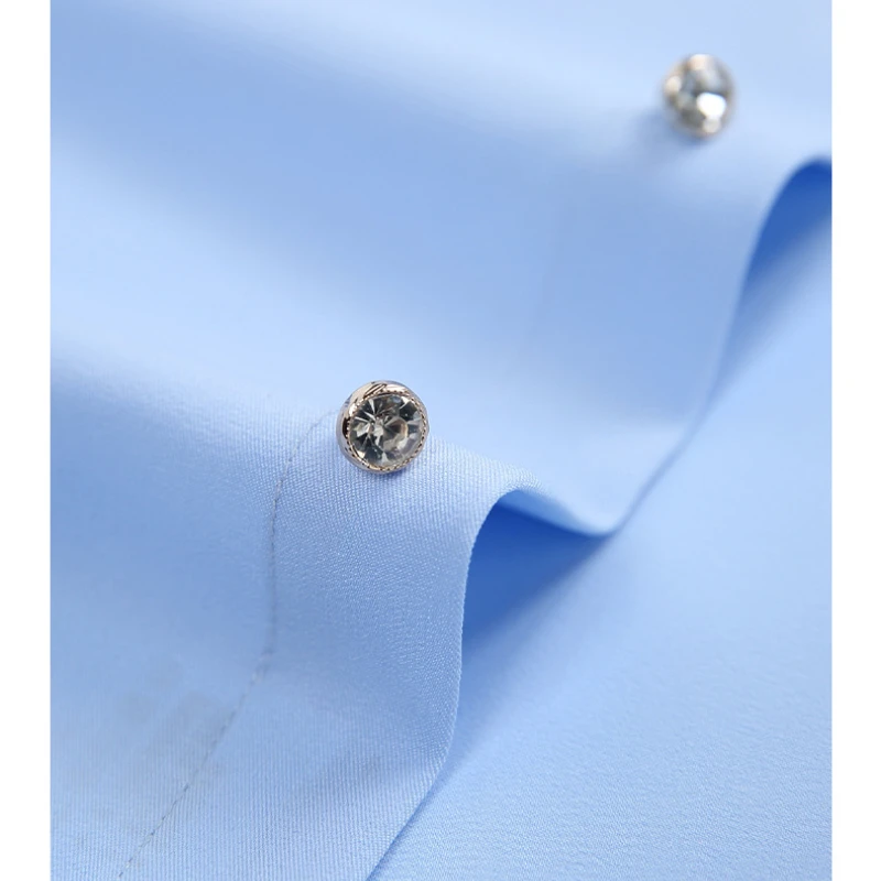 5XL Men Shirts Long Sleeve Groom's Best Suit Shirt Men's Korean Style Diamond Button Work Shirts Men Long Sleeve Business Casual