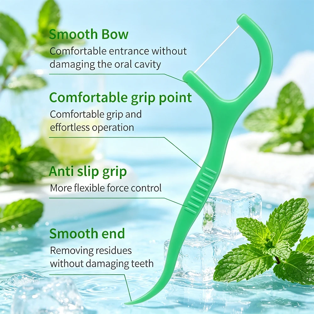 (Equipped with convenient dental floss box) 330/180/58/10PCS - Affordable peppermint dental floss stick - Daily oral care tool