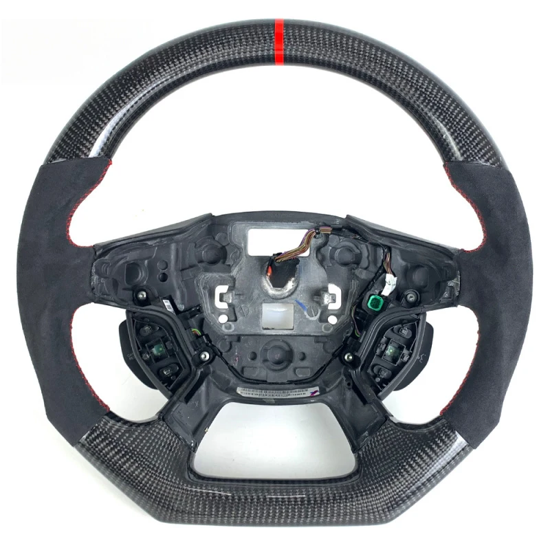 Black Suede Leather Carbon Fiber Steering Wheel Fit Focus MK2 MK3 ST 2012 2013 2014