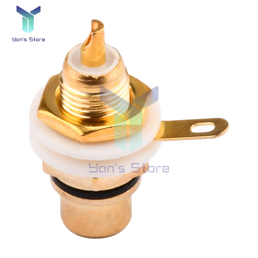 1/4/10PCS RCA Female Socket Audio Chassis Welding Wire Connector Zinc Alloy Adapter Plug Gold Plated RCA Terminal Jack White