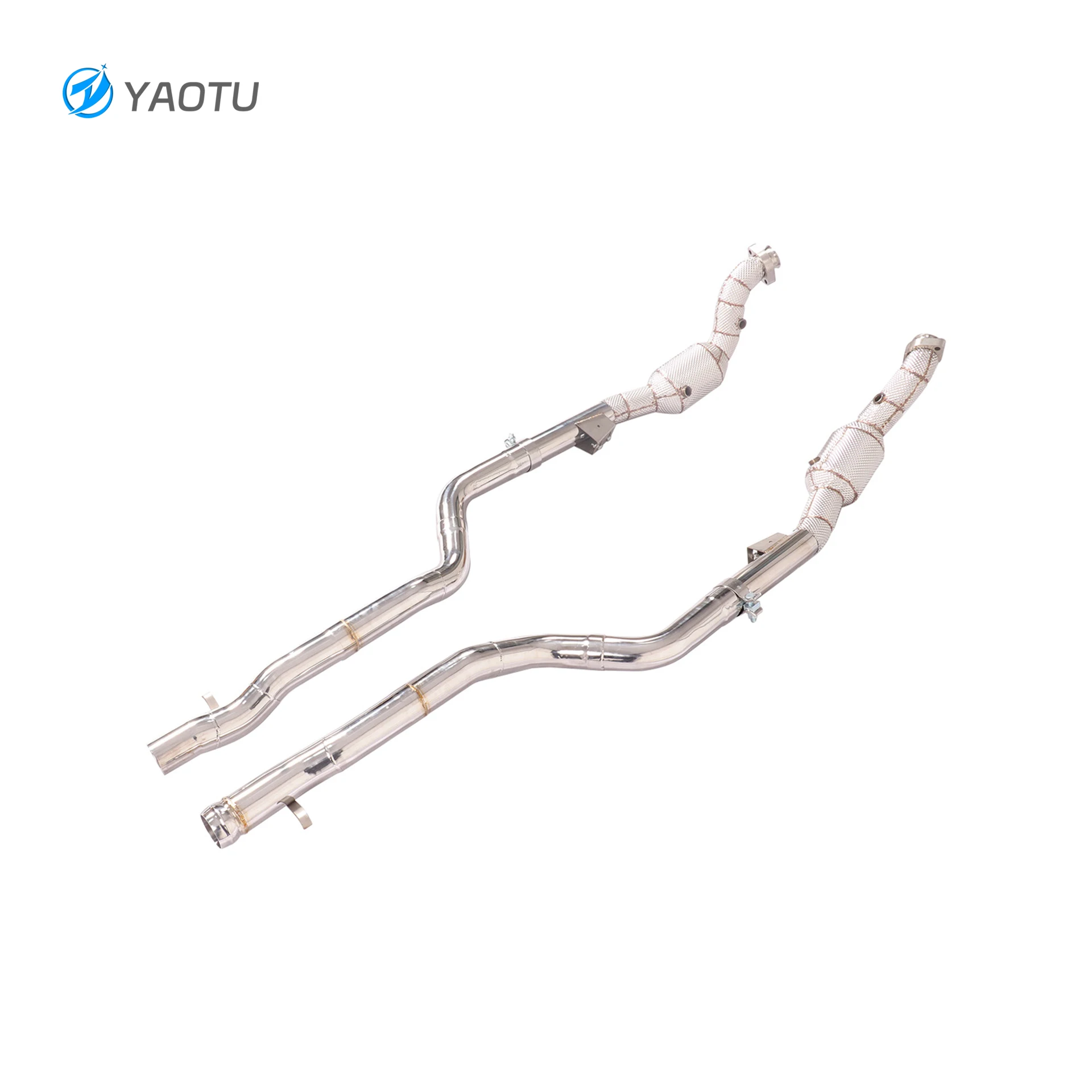 

YT Stainless Steel Upgrade Downpipes with 3-way Catalytic and Heat Shield for Mercedes Benz W221 S550 S500,improve Performance