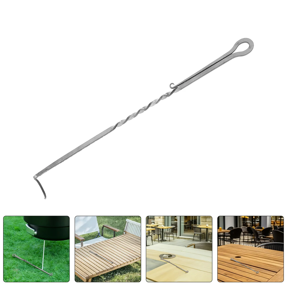 

1pc Heavy Duty Bbq Food Flipper Stainless Steel Meat Turner Hook 40Cm Pigtail Food Turner For Grilling Outdoor Cooking Camping