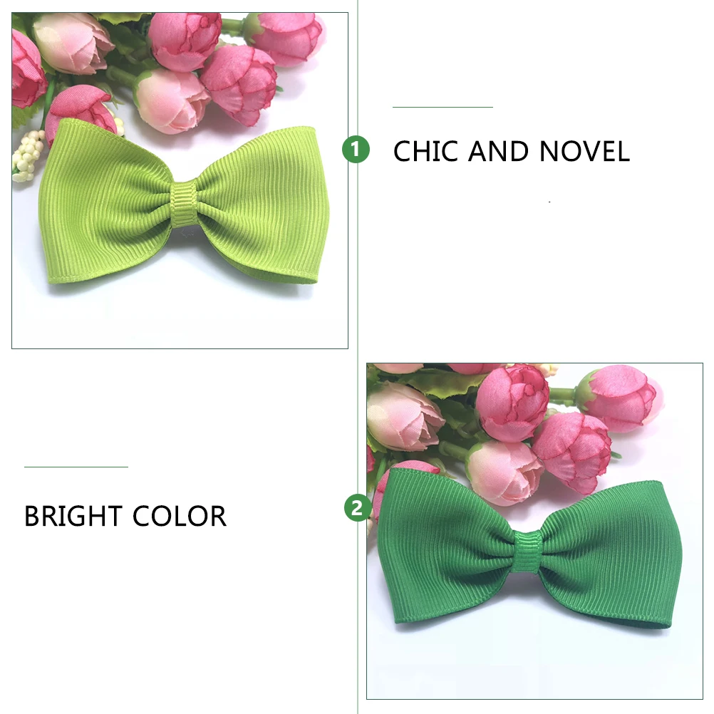 

4pcs Green Hairpins Safe Durable Fabric Children Infants Girls Women Cartoon Bow Lovely Headdress Gift St Patrick Day Hairpins