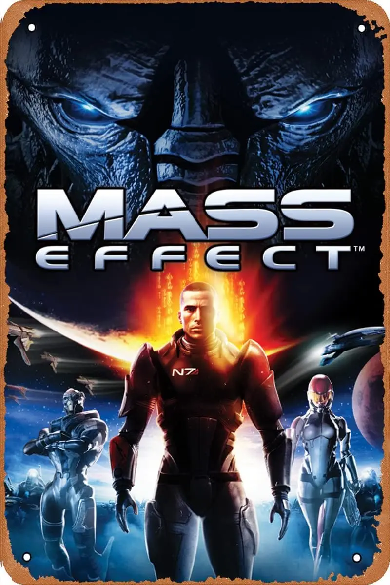 Game Tin Sign Mass Effect Poster Retro Vintage Style Metal Sign Room Bar Pub Man Cave Home Decoration 8x12Inch sign