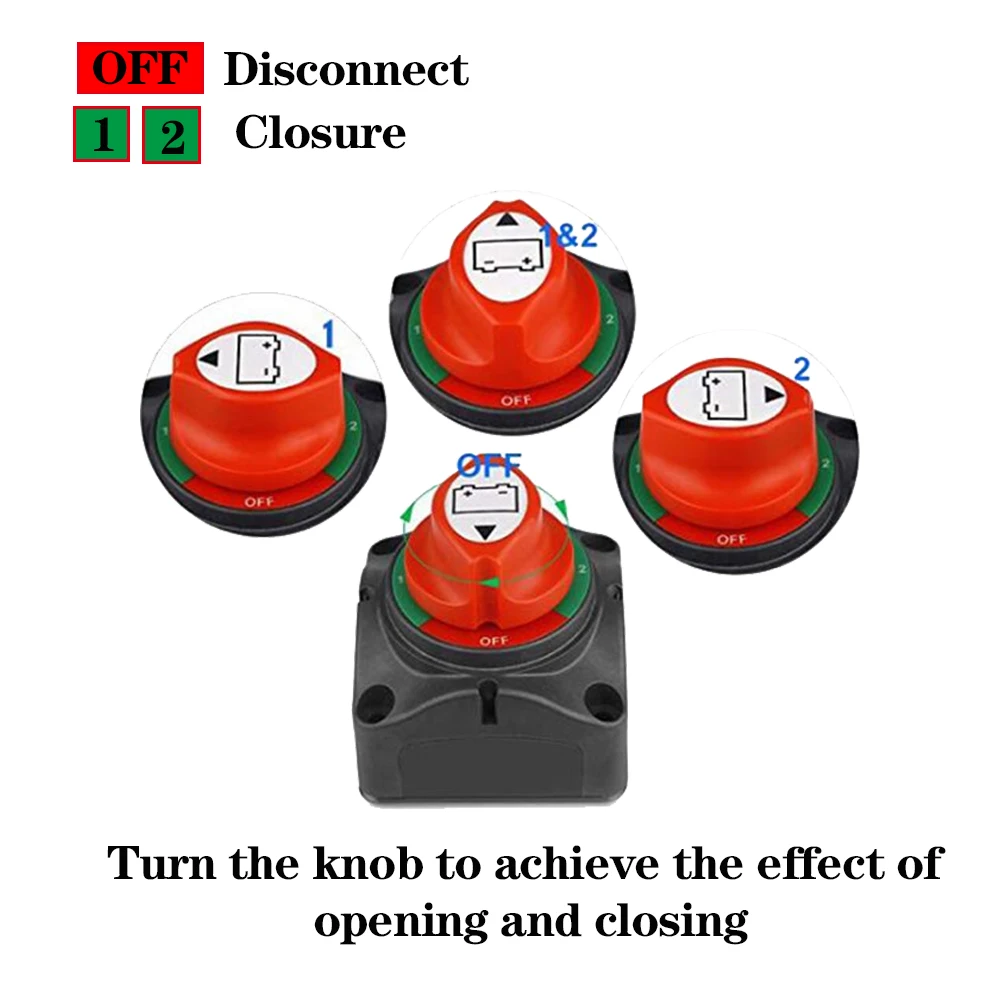 Master Battery Power Kill Off Switch 3position 12-60V 200A Selector Disconnect Isolator Main Switch for Car RV Yacht Boat Marine