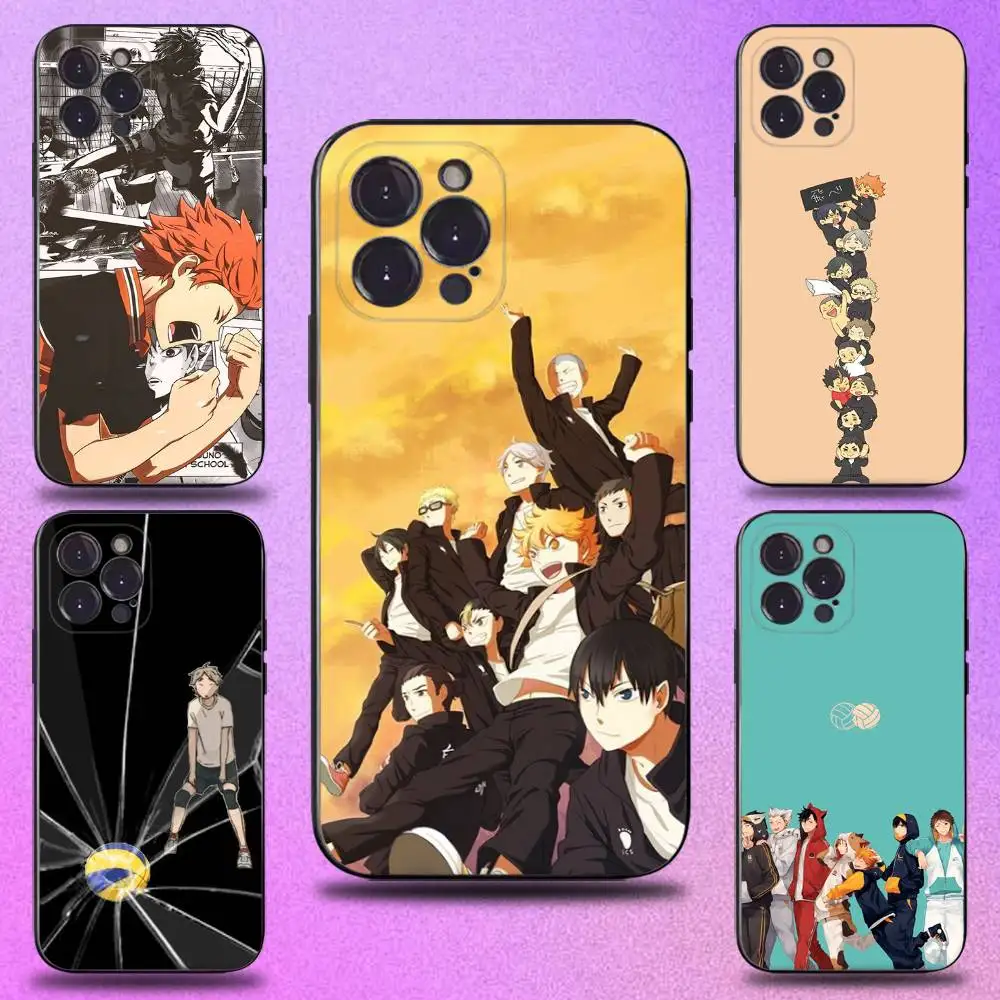 حافظة هاتف Amine H-Haikyuu لهاتف iPhone 17,16,15,14,13,12,11 Plus,Pro Max,XS,X,XR,SE,Mini,8,7,غطاء أسود من السيليكون الناعم