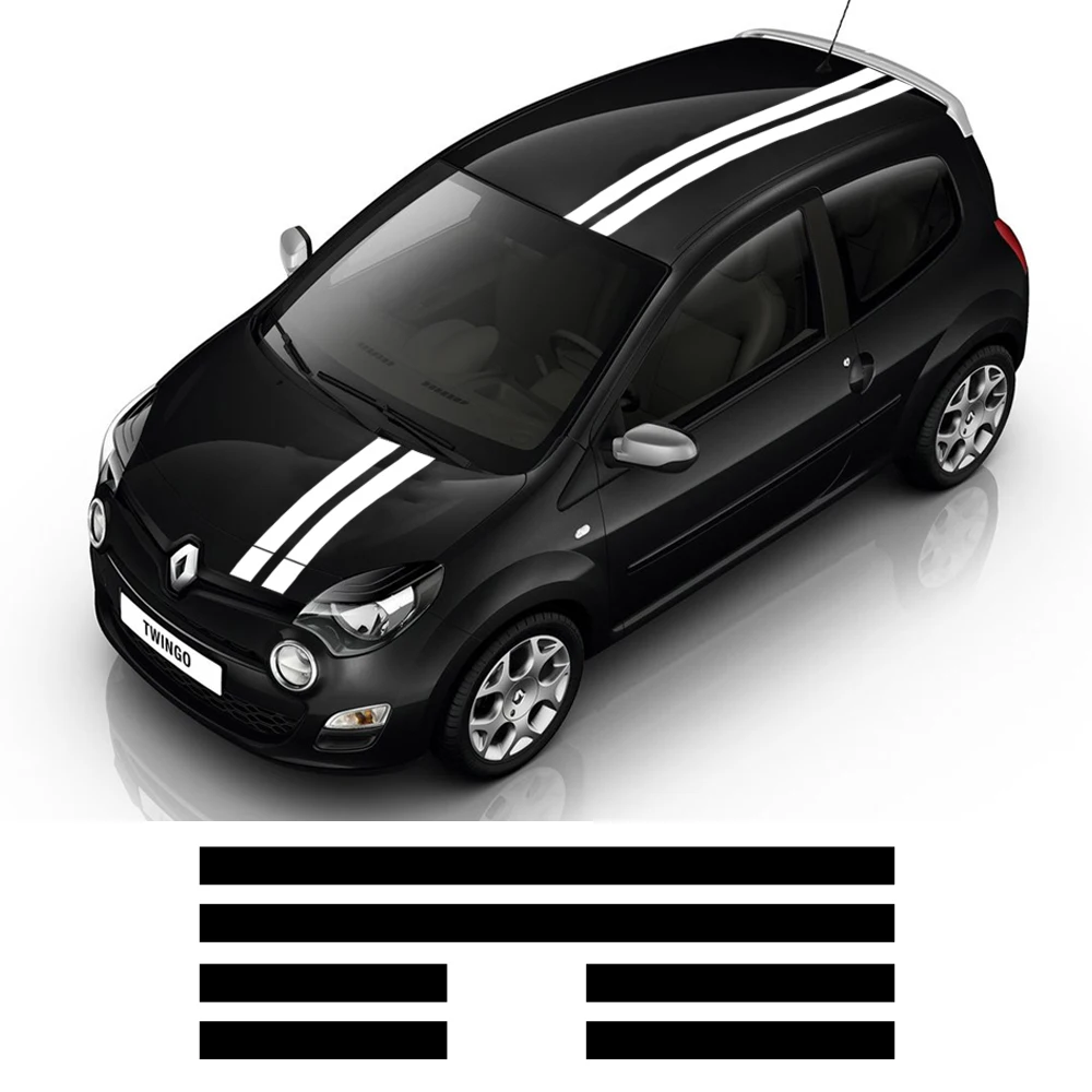 

Гоночный стиль, автомобильный комплект, наклейки для Renault Twingo 2 3, виниловая пленка, капот, крыша, задний хвост, декоративные наклейки, аксессуары для автотюнинга
