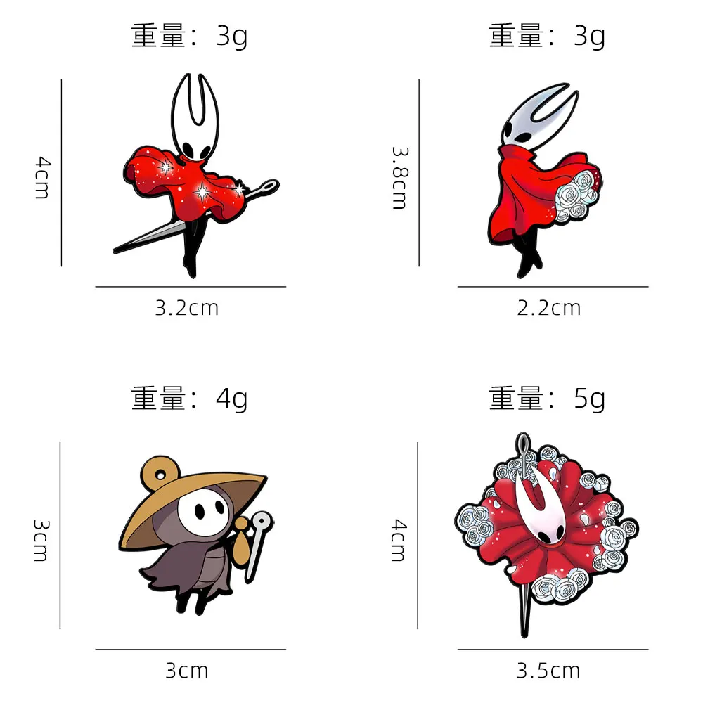 4pcs Hollow Knight Silksong Enamel Pin Set Cartoon Brooch Lapel Pins for Backpacks And Clothes Accessories Gift