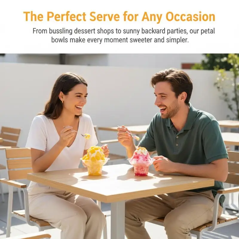 50 PCS Disposable Snow Cone Cups Flower Shaped Bowls for Icy Treats Food Stand Festival Supplies