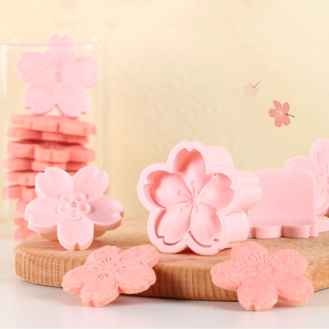 5pcs/set Sakura Flower Cookie Mold Stamp Biscuit Cutter Cherry Blossom DIY Fondant Cake Decor Floral Mould Kitchen Baking Tools