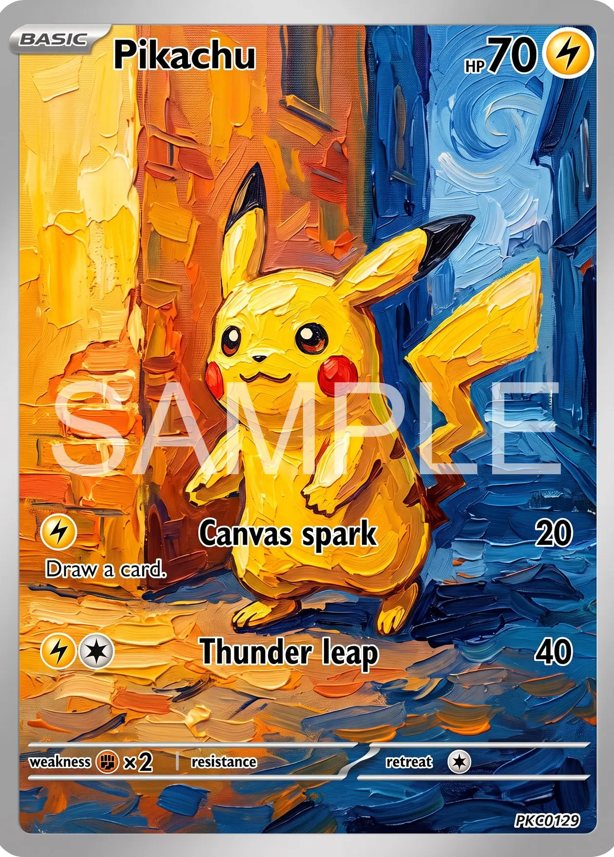 7Pcs PKM Cards PTCG Post Impressionist Oil Painting Style Gengar Eevee Mimikyu Lucario Charizard Bulbasaur Art Set Cards PTCG