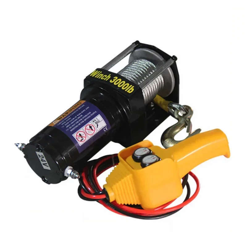 12V 24V 3000lbs Car Mounted Electric Winch Electronic Car Winch Off-road Vehicle Winch Electromagnetic Brake For Car Traction