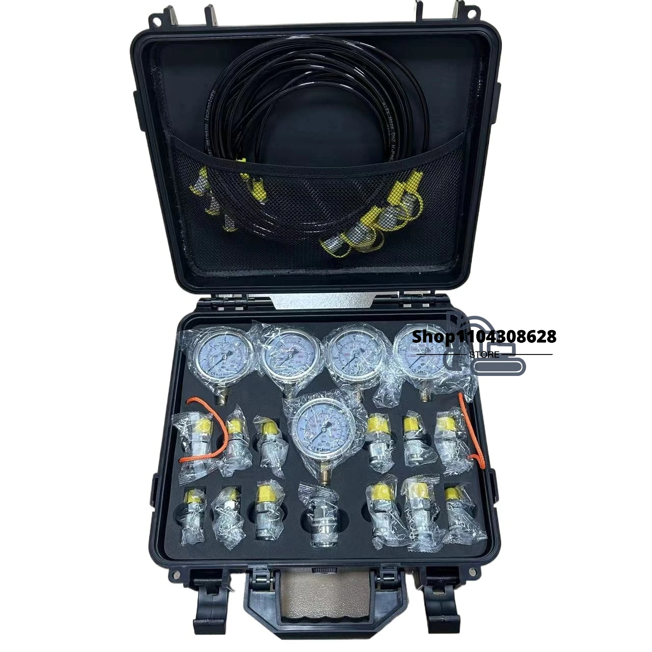 

SucceBuy Hydraulic Pressure Test Kit Excavator Hydraulic Test Gauge Set with Carrying Case for Excavator Tractors Machinery