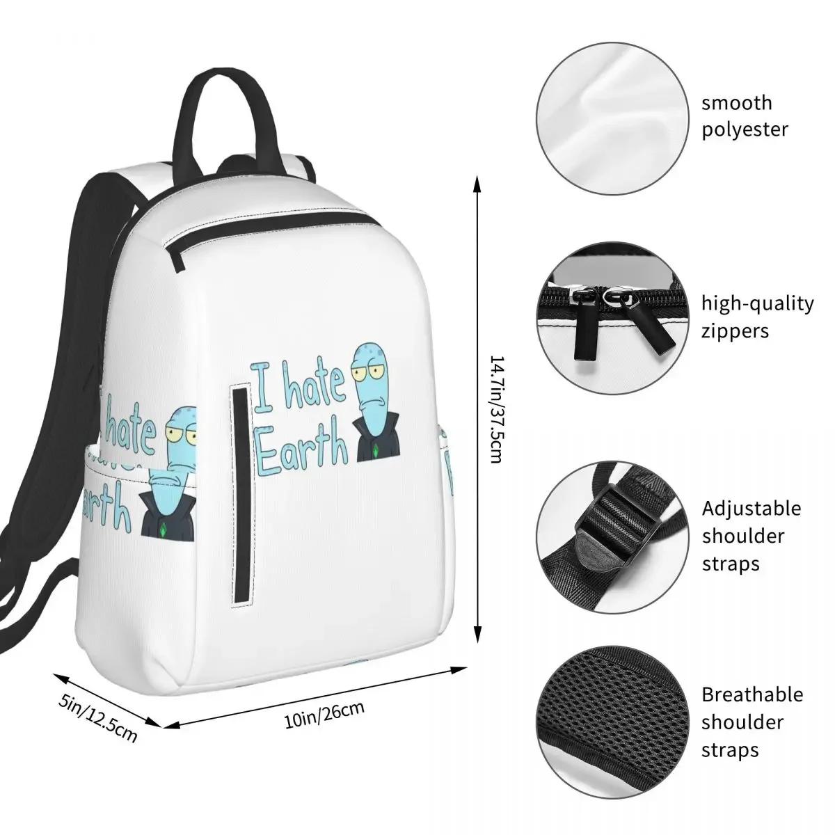 Korvo I Hate Earth Solar Opposites Cartoon Backpack Student BookBag Kids School Bag Laptop Shoulder Bags Boys Girls