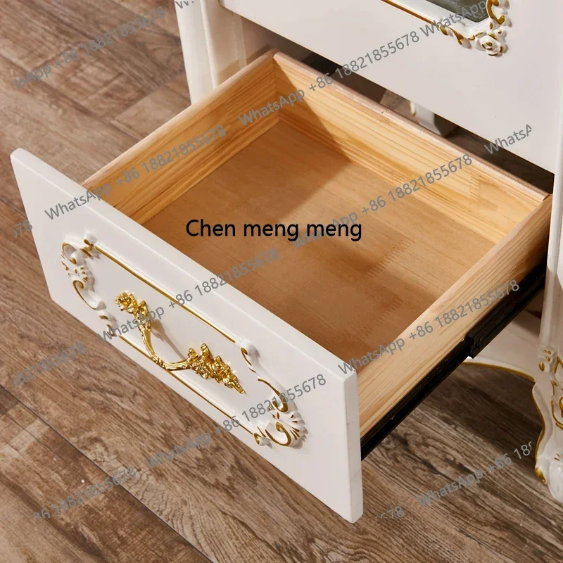 P178 European Style Side Cabinet American Style  Solid Wood Vintage Oak White Bedroom Living Room Storage TV Cabinet Side Cabine