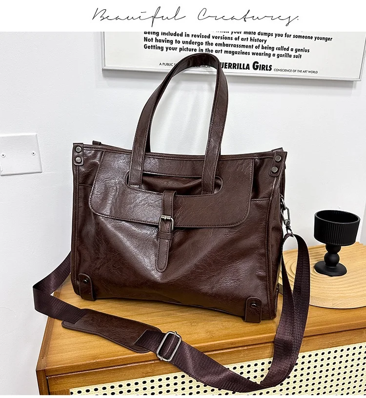 Leather Men Briefcases Fashion Man Laptop Bag Men's Shoulder Bag Large Capacity Male Handbags