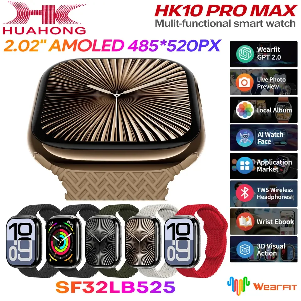 

Смарт-часы HK10 Pro Max AMOLED, 1 ГБ ПЗУ, NFC, Bluetooth, 46 мм, запись местной музыки, мужские и женские умные часы Sersies