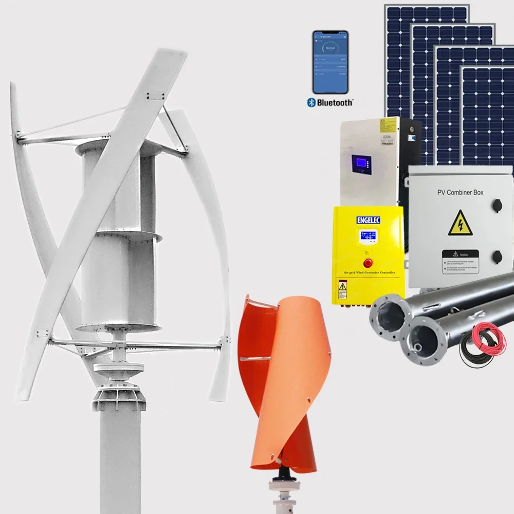 High Quality 3KW 5KW 10KW Vertical Axis Wind Turbine 24V 48V 120V On/Off Grid System Home Use Wind Power Generator