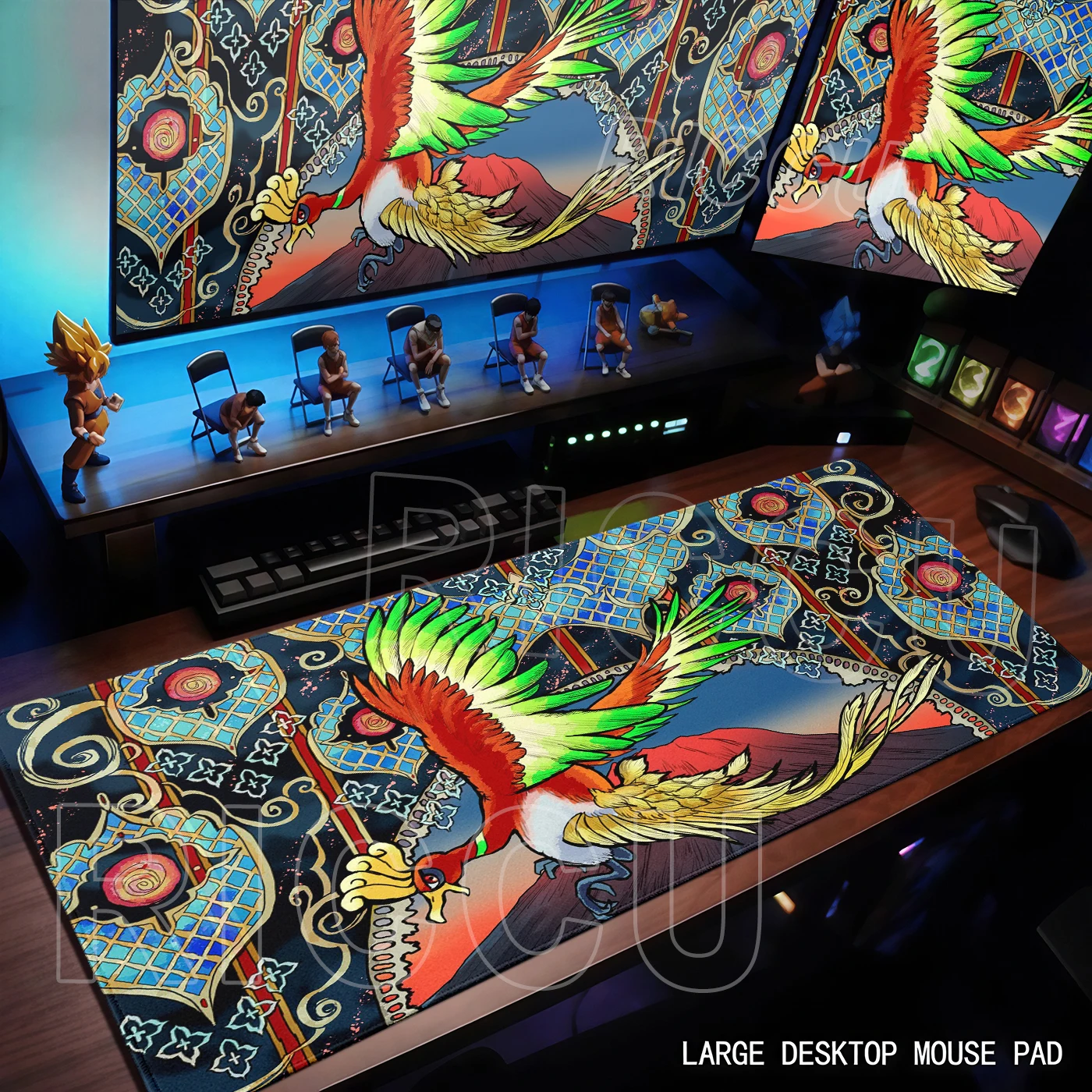 Anime XXL Pokemons Ho-Oh Mauspad Gamer Laptop Mousepad Gaming-Zubehör Büro PC Tastatur Lock Edge Mausepad E-Sport-Matten