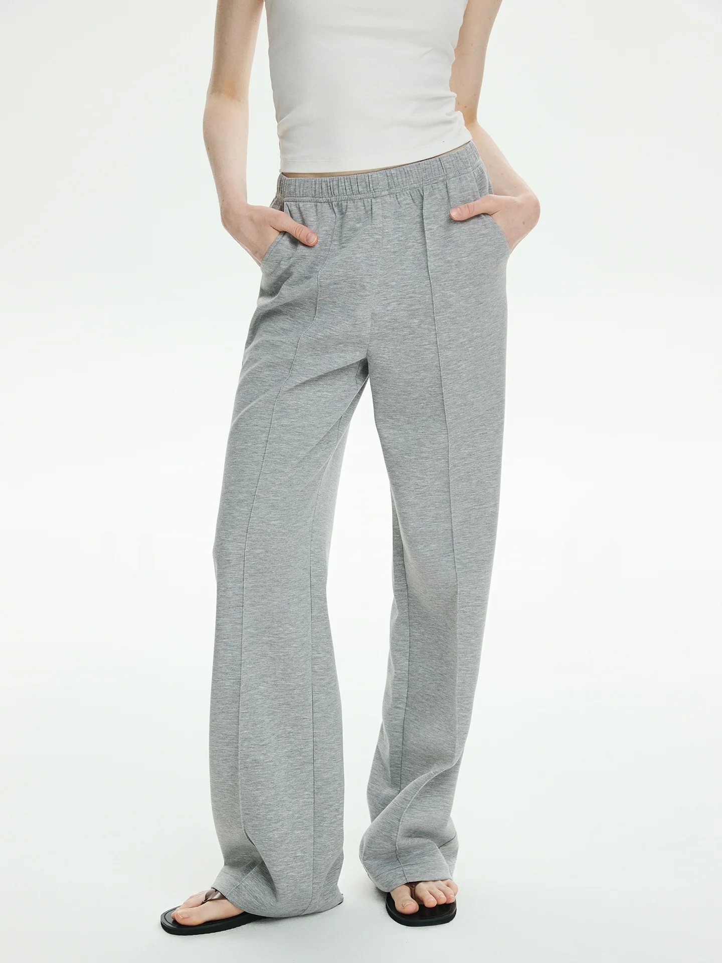 

Женские повседневные брюки UZZO: эластичный пояс, широкие прямые штанины, струящийся крой, легкие и комфортные, из смесового полиэстера, для офиса